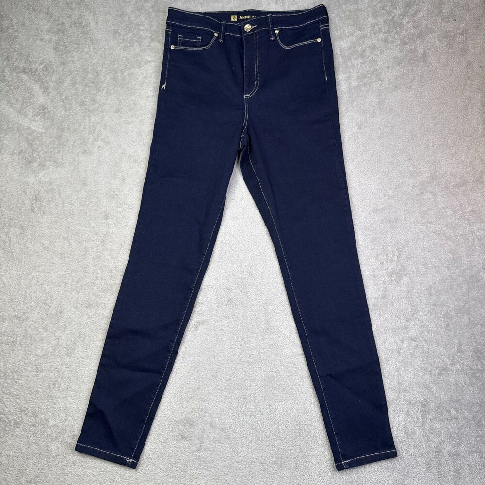 Anne Klein Jeans Womens 12 Blue Denim Classic Five-Pocket High Rise Skinny Leg
